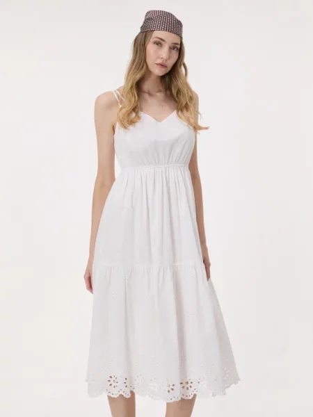 Rochie midi Orsay cu broderie alb