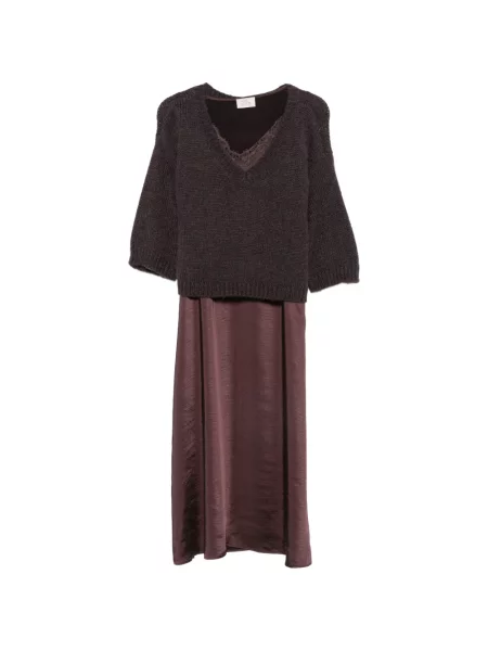 Rochie midi Vera Mont din satin maro