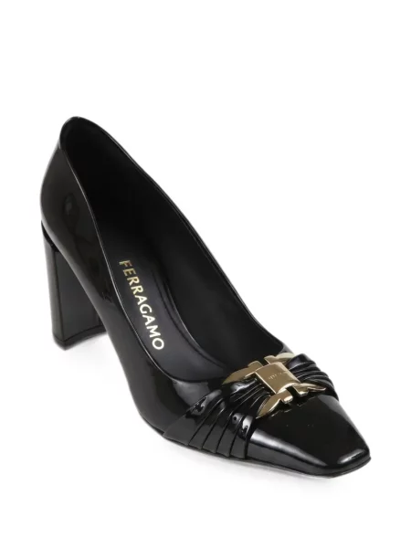 Pantofi cu toc Ferragamo din piele drapate negru