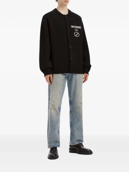Cardigan We11done tricotate cu autograf negru