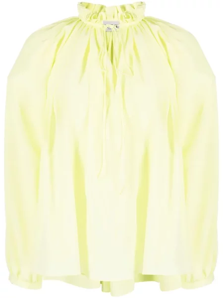 Bluză Lanvin de mătase plisată verde