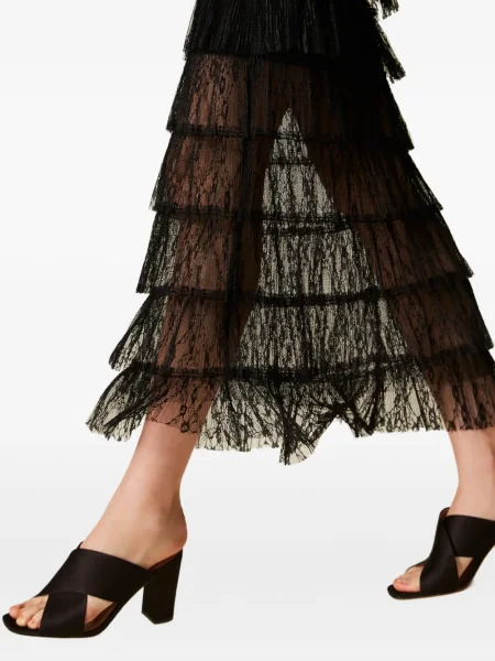 Fusta maxi Twinset din dantelă negru