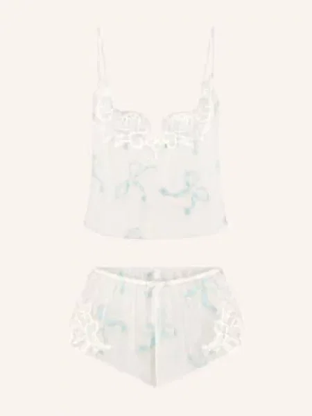 Skims Hedvábné Pyžamo Shorty Skims Romance ivory pearl bows pri