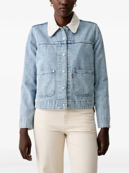 Gulerat vestă denim Levi's® cu decolteu în V de catifea cord albastru