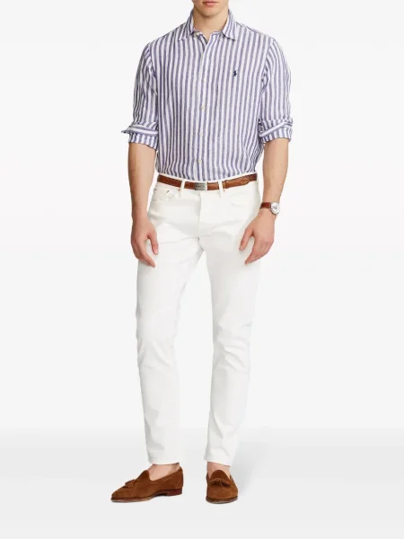 Prugasta polo majica Polo Ralph Lauren s printom od kašmira plava