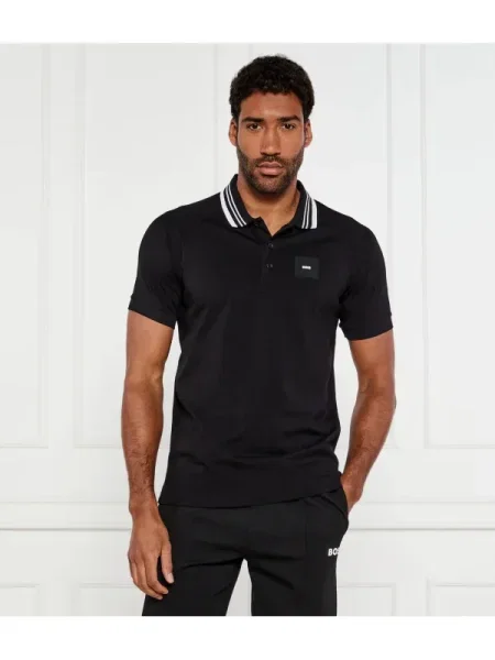 BOSS GREEN Tenisz póló Paddy Rib | Regular Fit fekete