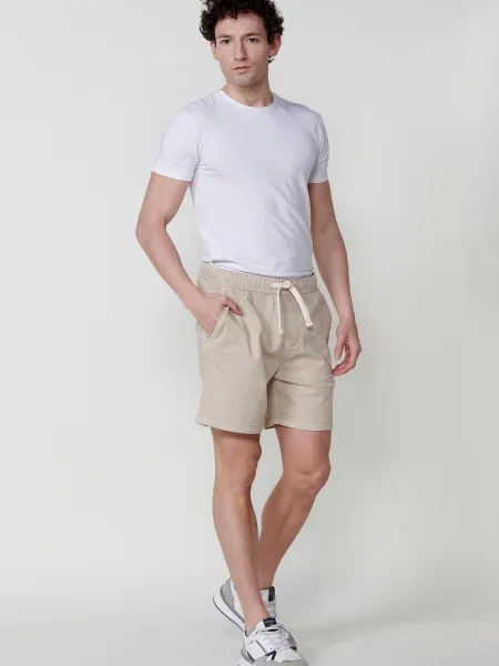 KOROSHI Pantaloni kitt alb