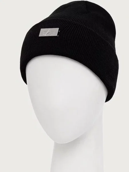 Alpha Industries beanie kapa Metal LabeL črna