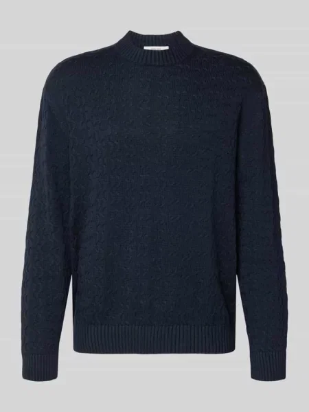 Selected sweter z dzianiny SLHPhilip Mężczyźni wypukły wzór tkaniny L niebieski