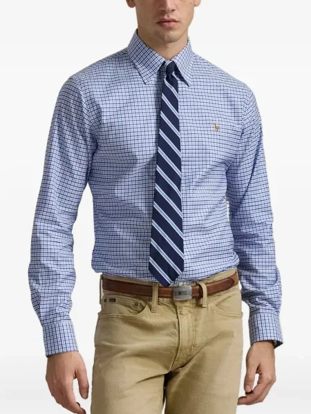 Samt prugasta košulja Polo Ralph Lauren s vezom plava