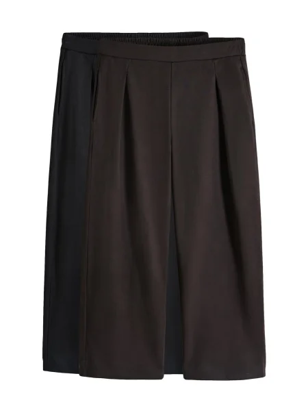 The Set Kalhoty se sklady v pase tmavě hnědá černá