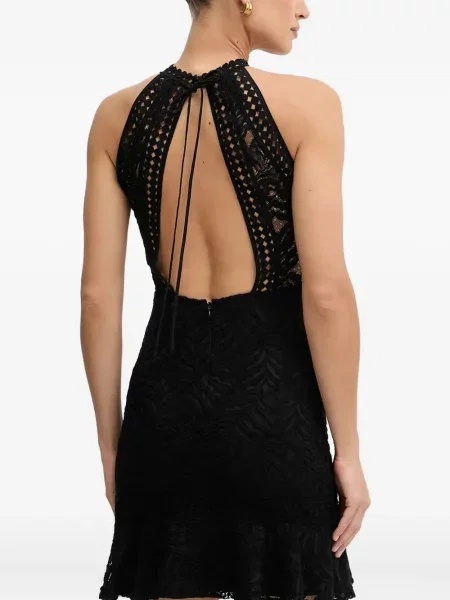 Rochie Guess din dantelă cu gât halter negru