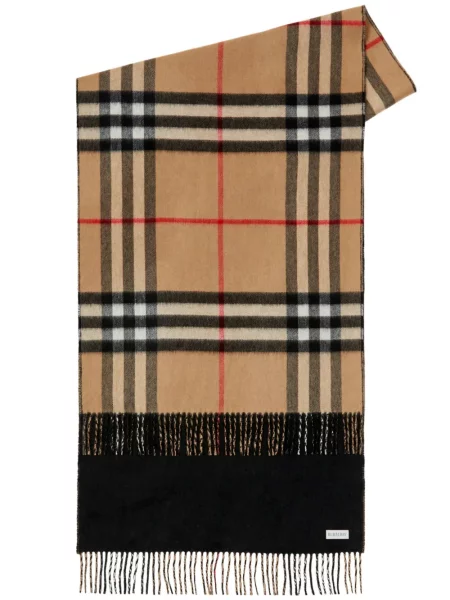 Šal Burberry od kašmira karirani crna