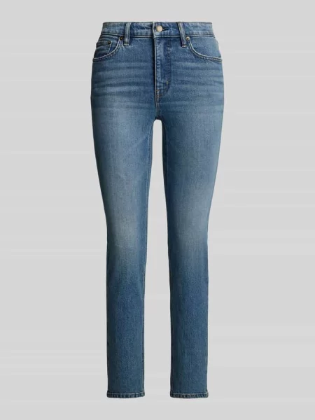Proste jeansy o kroju Straight Fit z mieszanki bawełny Lauren Ralph Lauren niebieskie