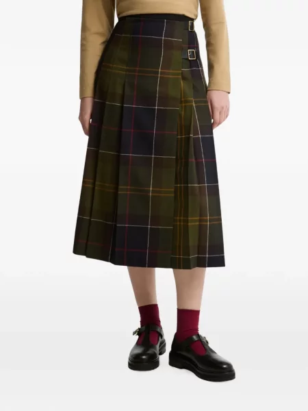 Fustă midi Barbour International în carouri verde