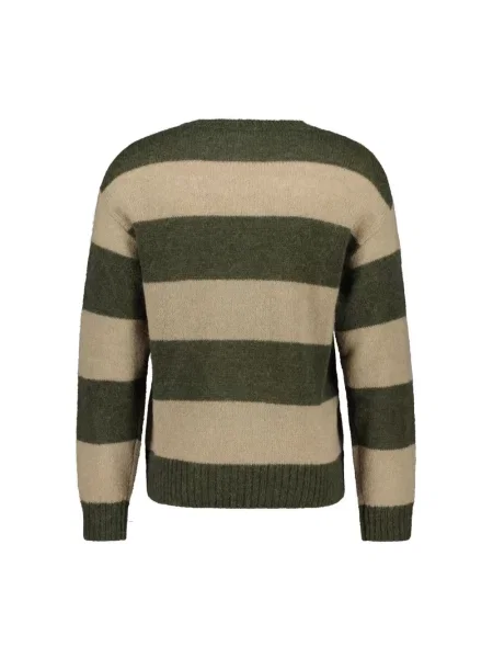 Sweter Closed wełniany w paski z paskiem zielony