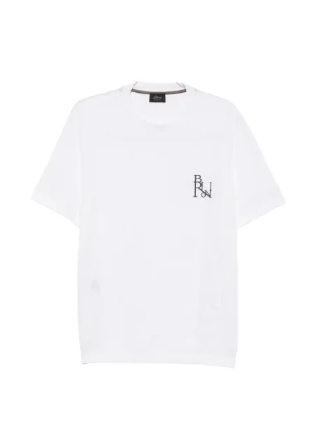 Tricou Brioni cu broderie alb