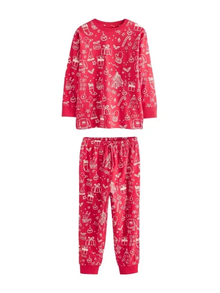 Next Pijamale Familien roșu alb