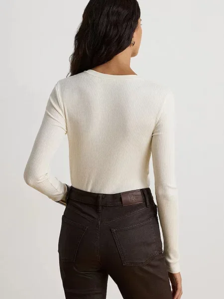 Tricou cu mânecă lungă Lauren Ralph Lauren bej