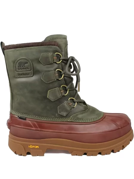 Botine Barbour cu șireturi din piele verde
