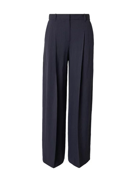 BOSS Pantaloni cu dungă bleumarin alb