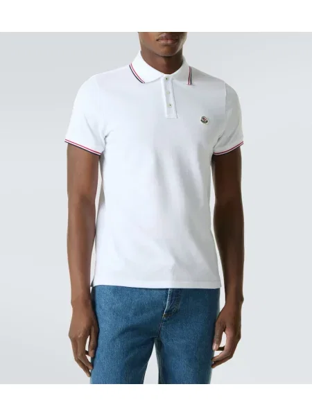 Polo Moncler din jerseu alb