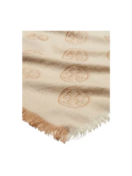 Szal Tory Burch z logo beżowa