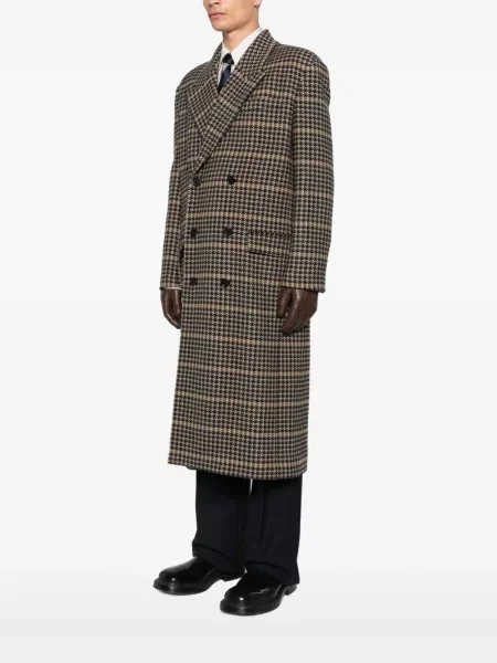 Vlněný dvouřadý vlněný kabát Saint Laurent černý