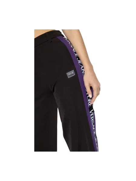 Spodnie Versace Jeans Couture biznesowe z logo czarne