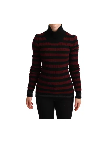 Lniany sweter Dolce And Gabbana w paski z paskiem