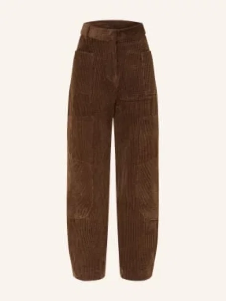 Ganni Manšestrové Kalhoty tmavě hnědá