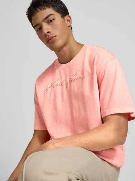 T-shirt z wyhaftowanym logo Karl Kani pomarańczowa