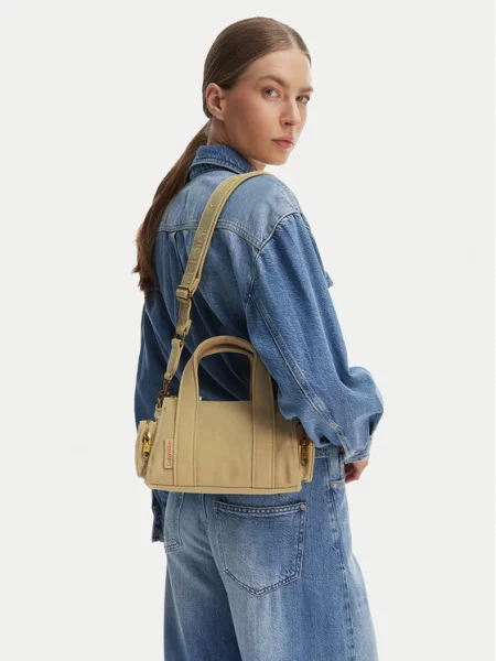 Calvin Klein Kabelka Webbing Strap Canvas Pocket Bag béžová