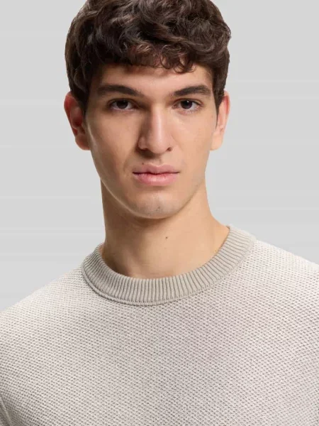 Sweter o kroju regular fit z mieszanka bawełny model KANTONIO' Boss Orange beżowy