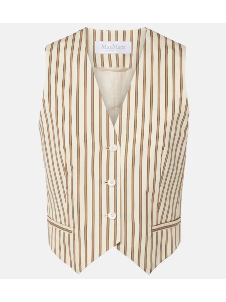 Svilen telovnik Max Mara s črtami bela