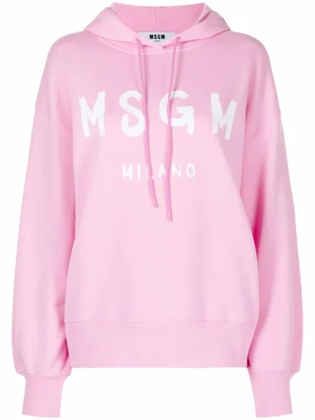 Bluza z kapturem Msgm z nadrukiem różowa