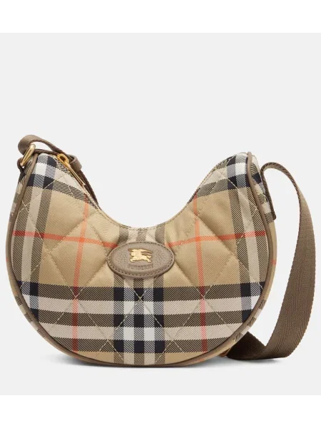 Mała torebka crossbody Burberry w kratkę beżowa