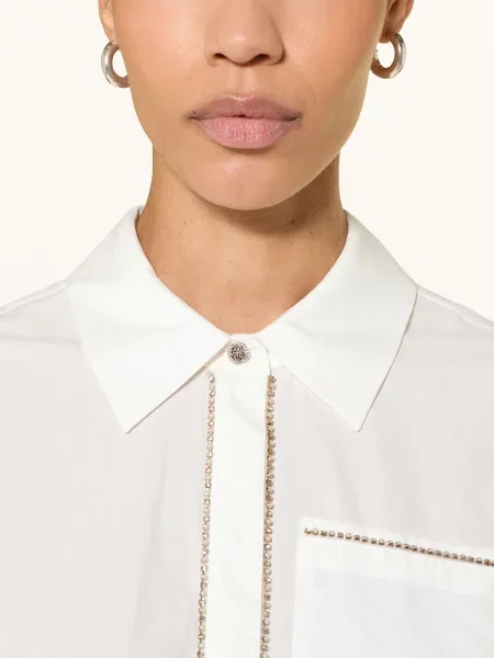 Ivi Collection Bluzka Z Kamieniami Ozdobnymi weiss biała