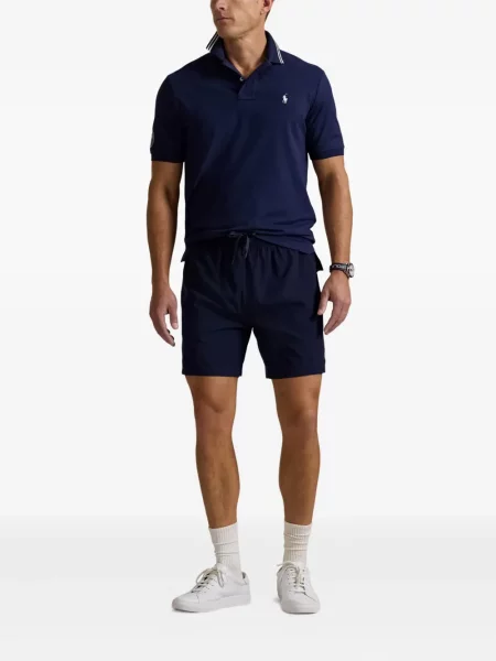 Tricou Polo Ralph Lauren din piele cu broderie în carouri maro