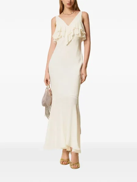Rochie maxi Twinset cu volane de costum