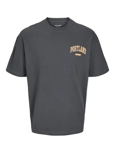 JACK & JONES Tricou Bradley gri grafit / portocaliu alb