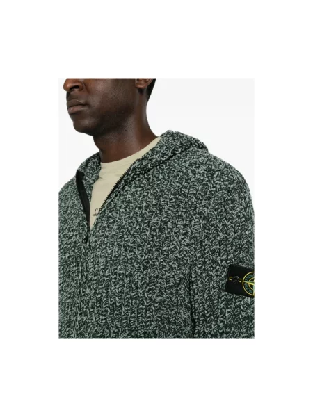 Sweter Stone Island z kapturem z kamieniami zielony