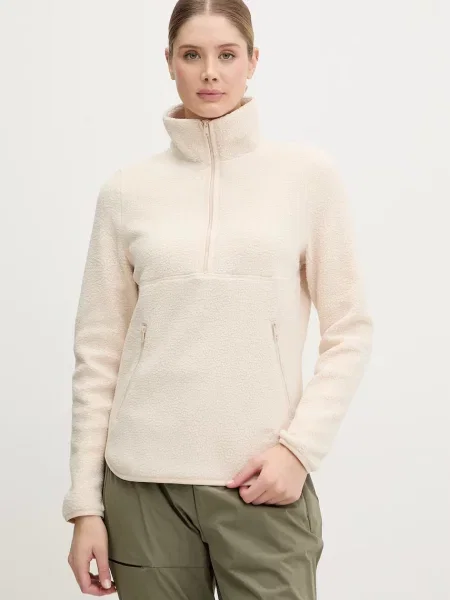 Jack Wolfskin bluza sportowa polarowa Lite Curl beżowa