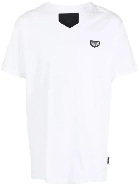 Tricou Philipp Plein cu decolteu în V alb