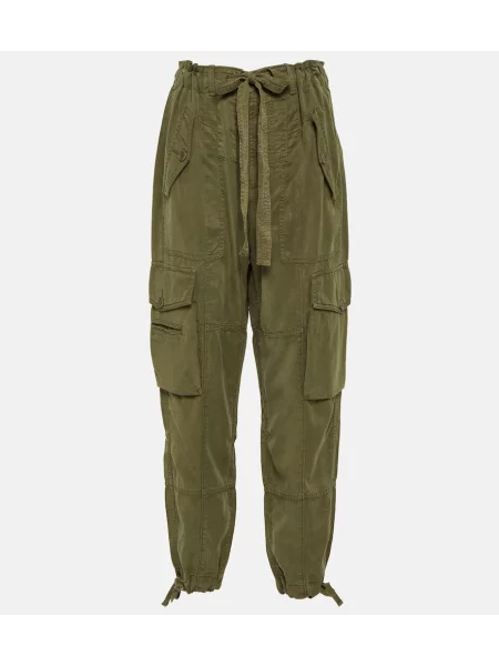 Pantaloni cargo Polo Ralph Lauren cu talie înaltă din canvas verde
