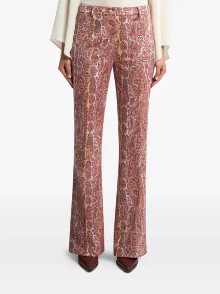 Pantaloni Etro cu model paisley din jacard roșu