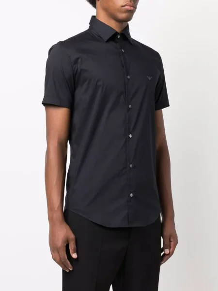 Krátký košile Emporio Armani s výšivkou modrá