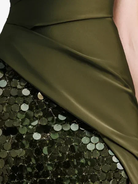 Rochie Gemy Maalouf cu paiete drapată verde