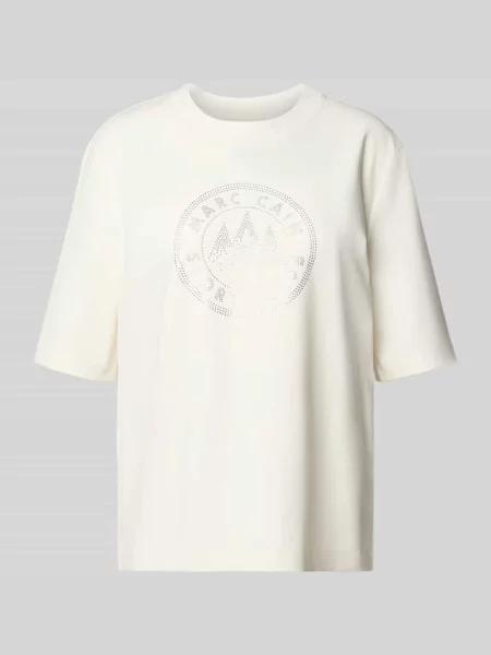 T-shirt z dodatkiem bawełny i obszyciem kamieniami stras Marc Cain biała