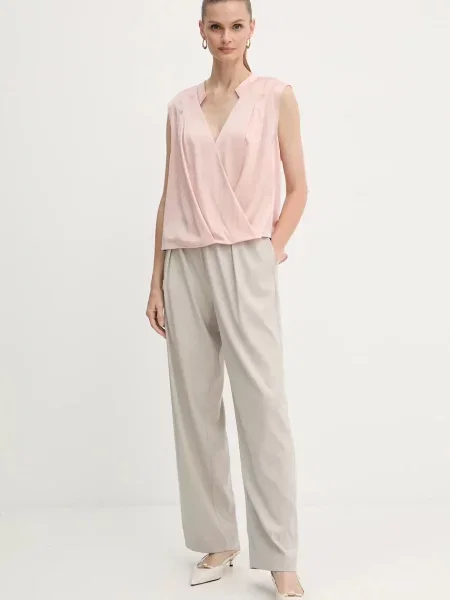 Шовкова блузка BOSS однотонна фіолетовий